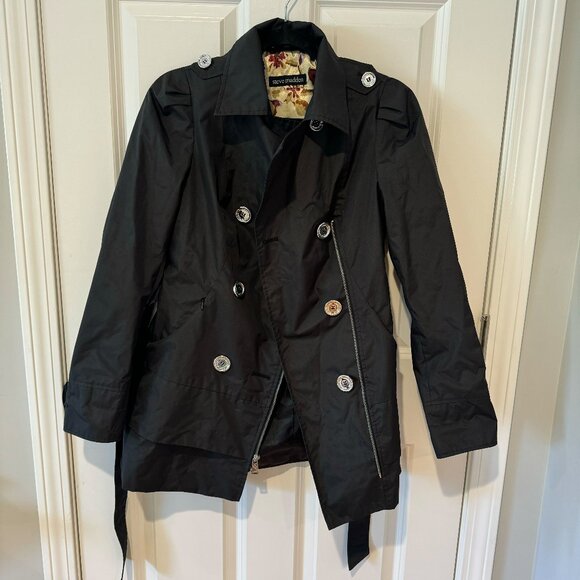 Black Steve Madden Light Weight Tiered Jacket - Size Small - Picture 1 of 6